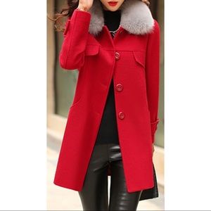 Asmove/Hannou Coat NWT Sz Medium Red Faux Fur